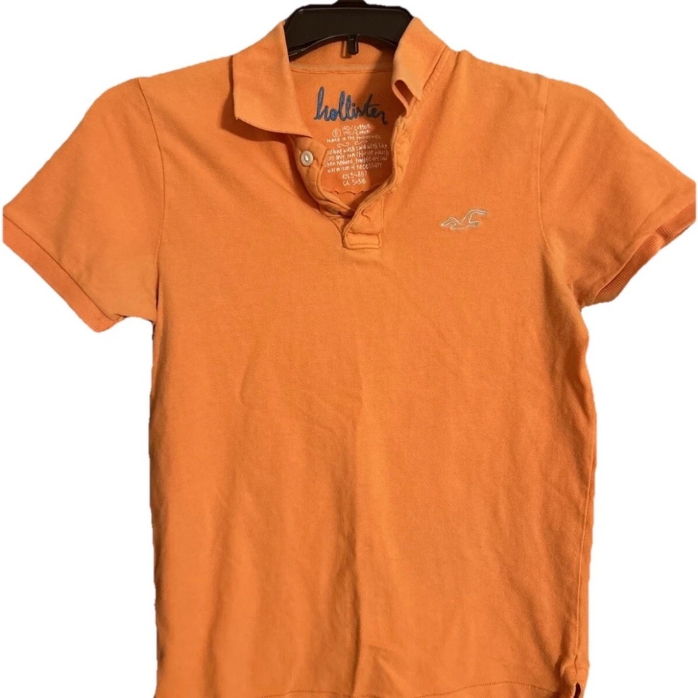 Vintage Hollister Polo Shirt Mens Small Orange Short Sleeve Collar